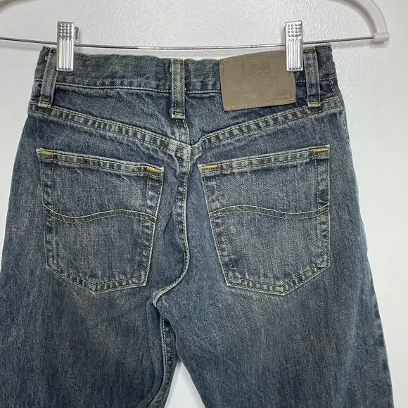 Boys Lee Premium Regular‎ Fit Jeans Mid Rise Straight Leg Denim Dark Blue 12 S - Picture 5 of 10